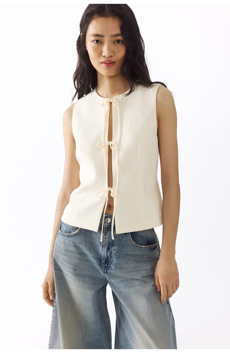 H&M Tie-detail Waistcoat, Main, color, Cream