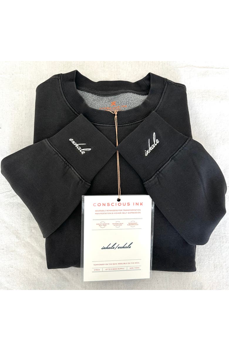Conscious Ink Inhale/Exhale Manifest Sweatshirt + Ink, Main, color, Black