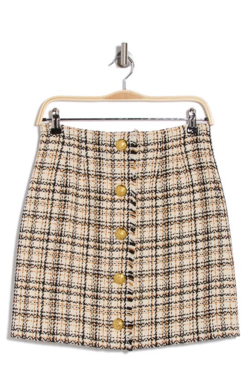 Veronica Beard Melia Tweed Button Front Skirt In Ecru/ochre