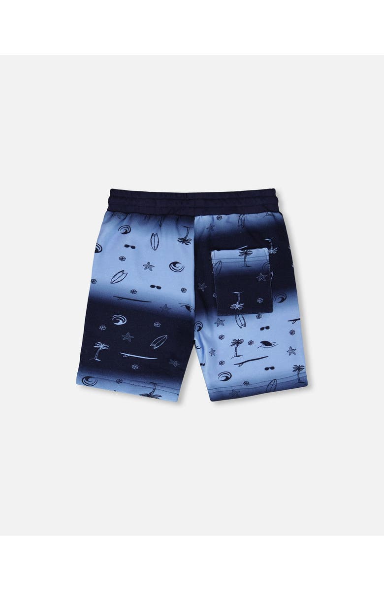 Deux par Deux Elastic Waist Gradient French Terry Shorts, Alternate, color, Blue Gradient