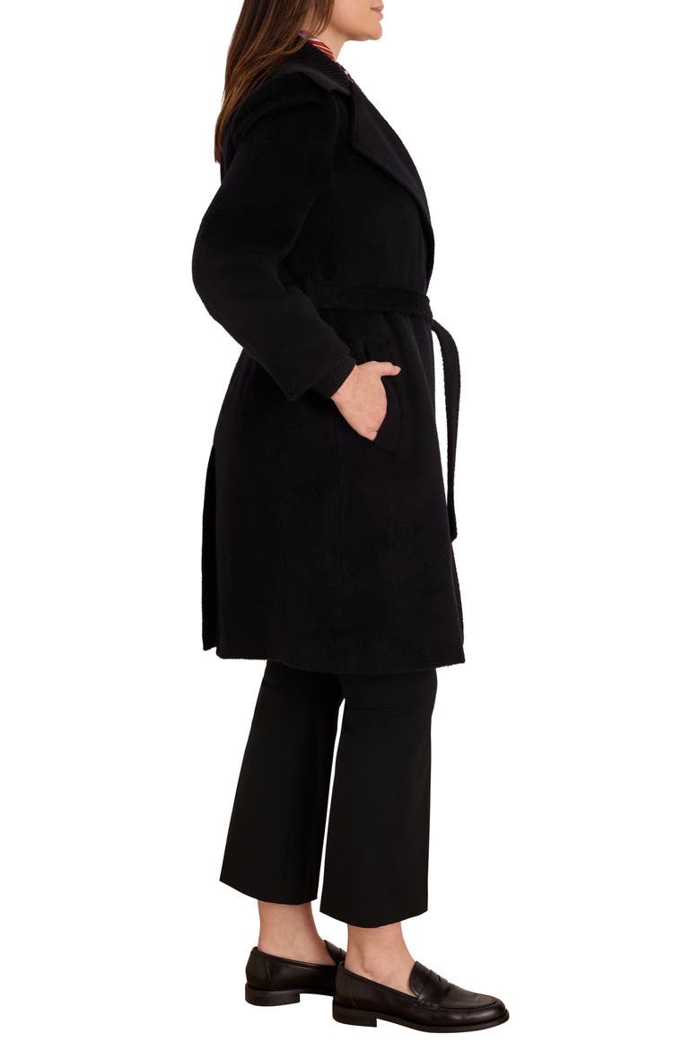 Wool & Alpaca Blend Wrap Coat, Alternate, color, BLACK ONYX