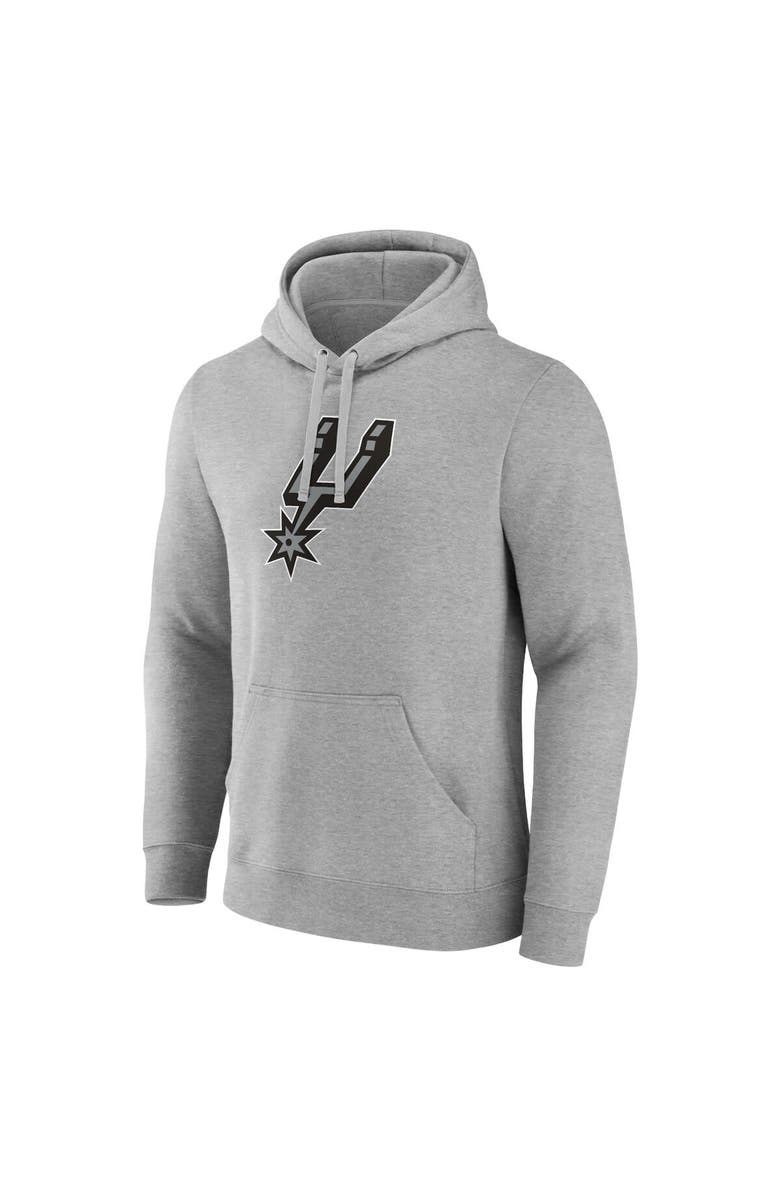 FANATICS Men's Fanatics Branded  Heather Gray San Antonio Spurs Primary Logo Pullover Hoodie, Alternate, color, 