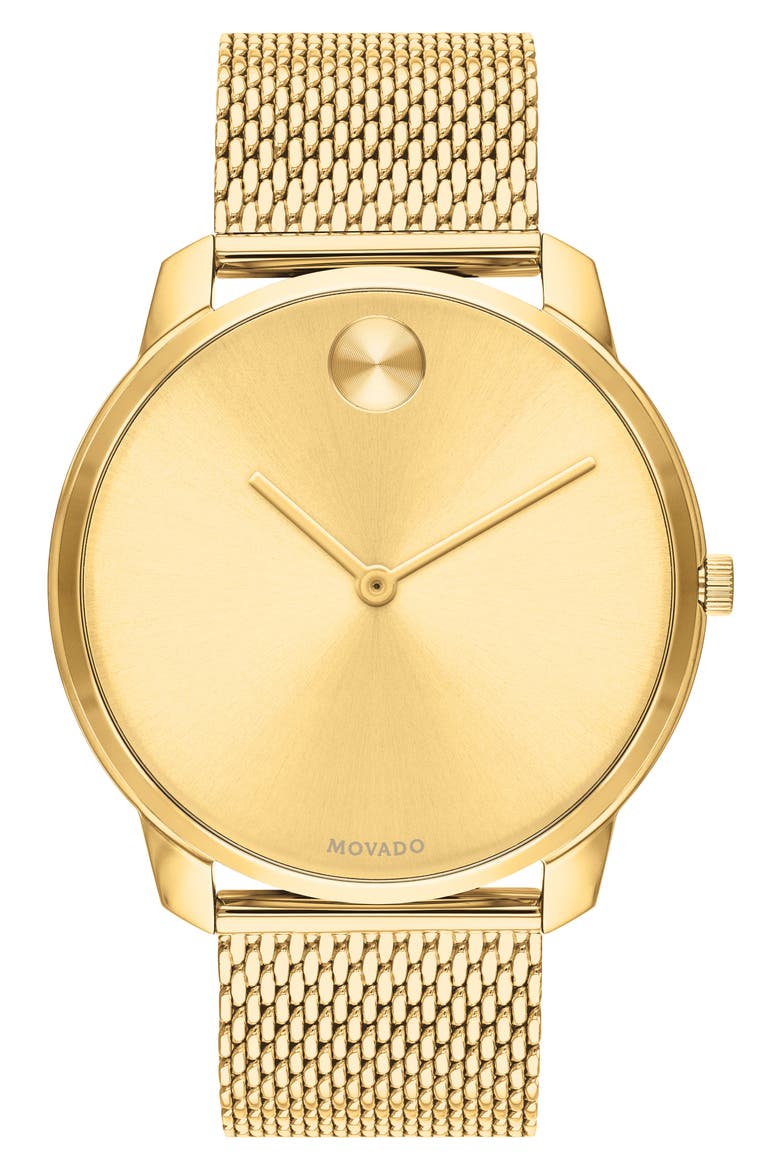 Bold Mesh Bracelet Watch, 42mm, Main, color, GOLD