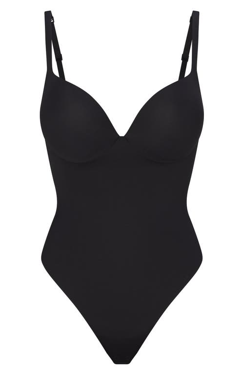 Skims Ultimate Body Push-up Thong Bodysuit In Onyx