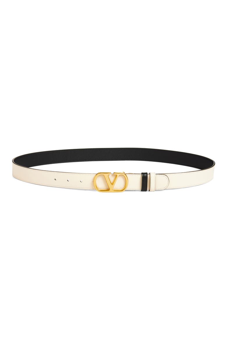 VLOGO Signature Reversible Leather Belt, Alternate, color, NERO/ BUTTER WHITE