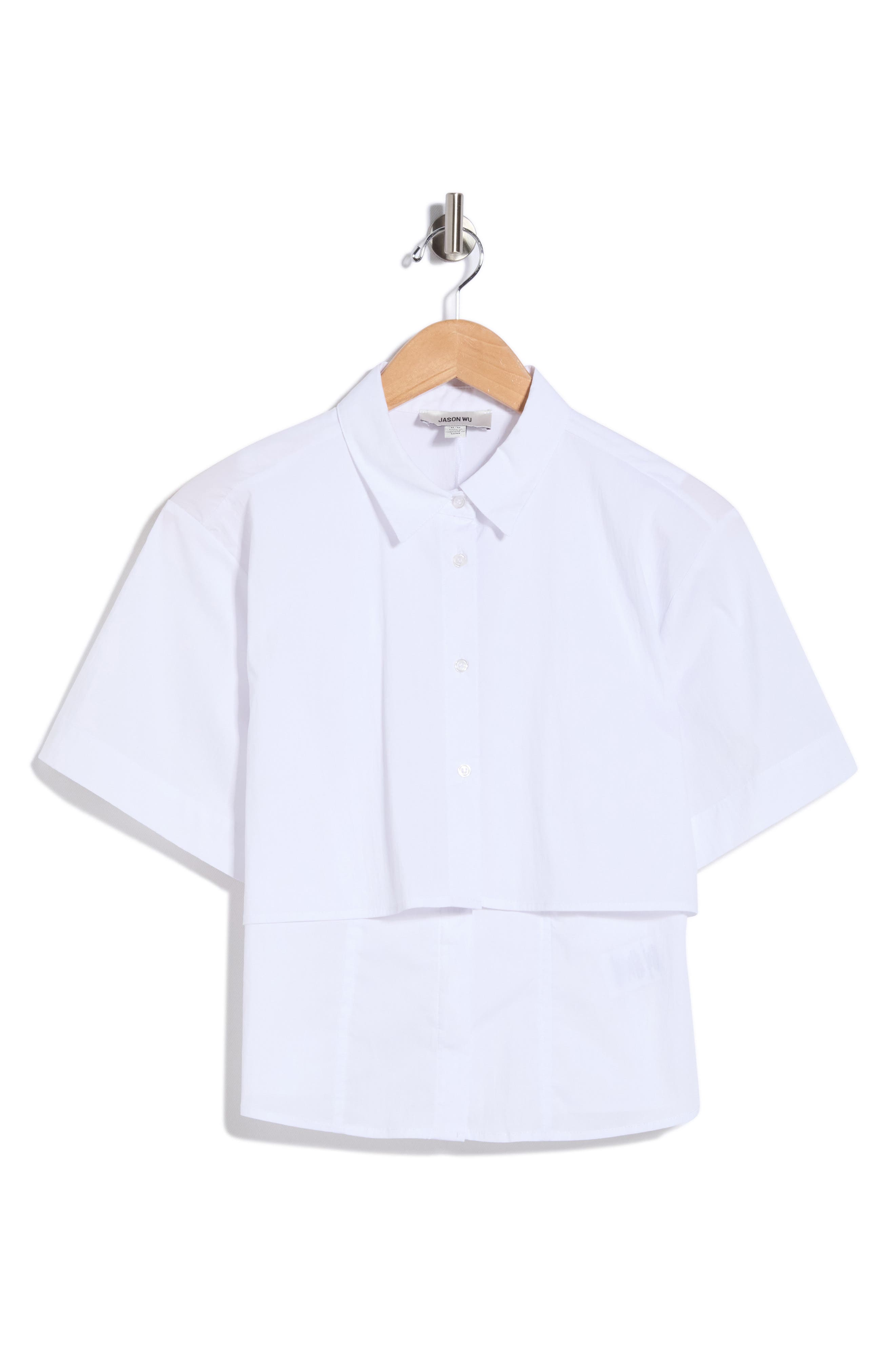 JASON WU Short Sleeve High-Low Button-Up Shirt