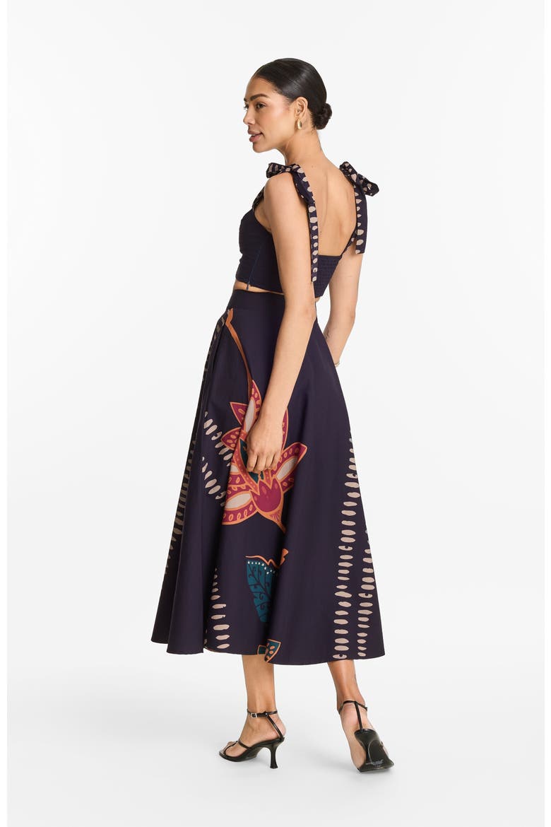 Zya Skirt Razu in Printed Cotton Poplin, Alternate, color, Razu Navy