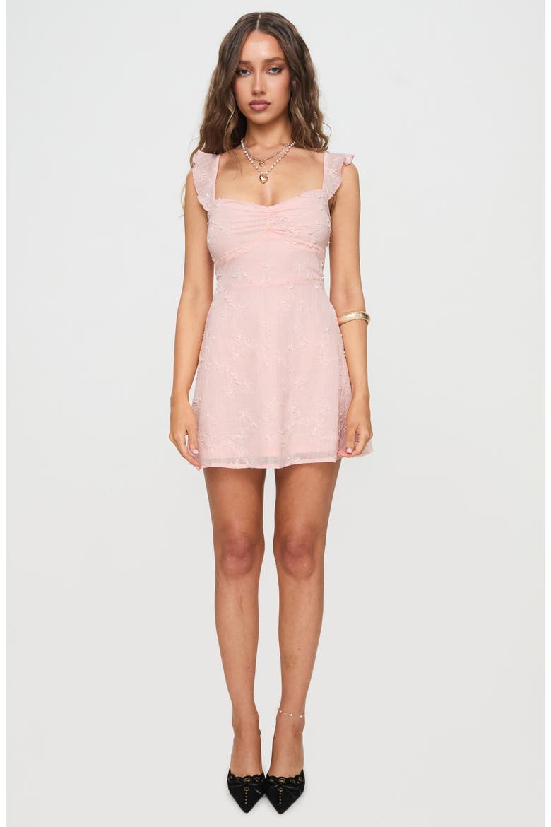 Landon Lace-Up Minidress, Alternate, color, PINK