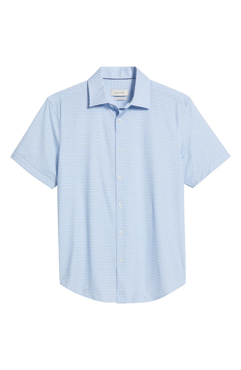 Bugatchi Miles OoohCotton<sup>®</sup> Grid Check Short Sleeve Button-Up Shirt, Alternate, color, Air Blue