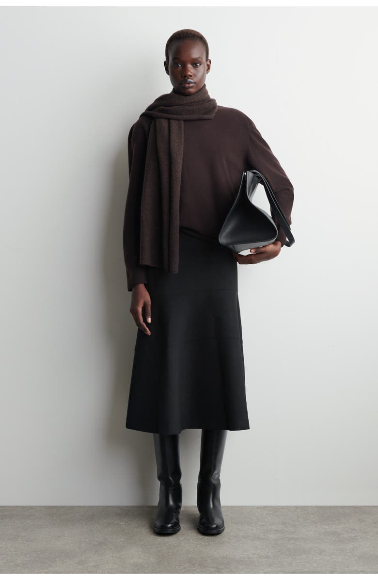 COS Curved A-Line Midi Skirt, Main, color, Dark Gray