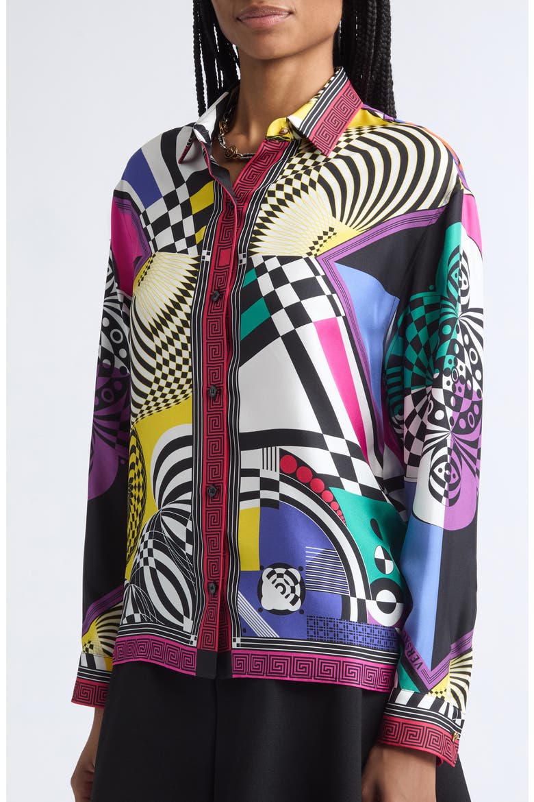 Teatro Print Silk Foulard Button-Up Shirt, Alternate, color, MULTICOLOR
