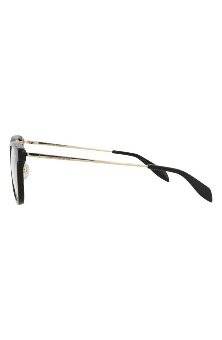 McQueen 51mm Square Optical Glasses, Alternate, color, Black Gold Transparent