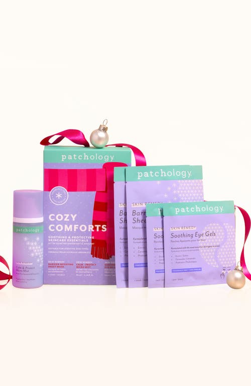 Patchology Cozy Comforts Soothing & Protecting Skin Care Essentials Set $41 Value In Transparent