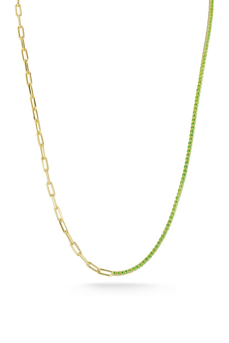 14K Gold Plated Cubic Zirconia Tennis Necklace, Main, color, GOLD/ GREEN