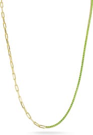 SPHERA MILANO 14K Gold Plated Cubic Zirconia Tennis Necklace