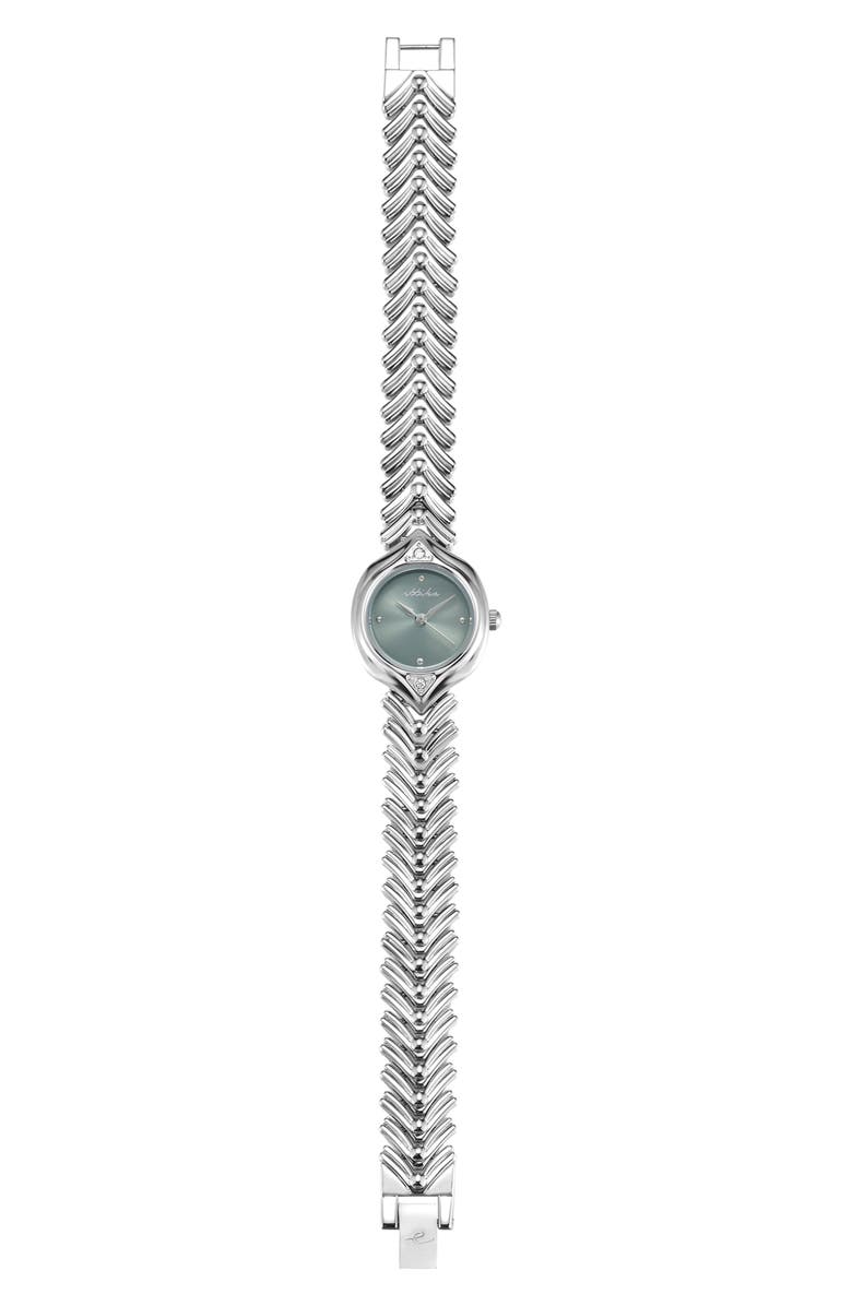 Ettika Round Case Chevron StrapWatch, Alternate, color, Seafoam