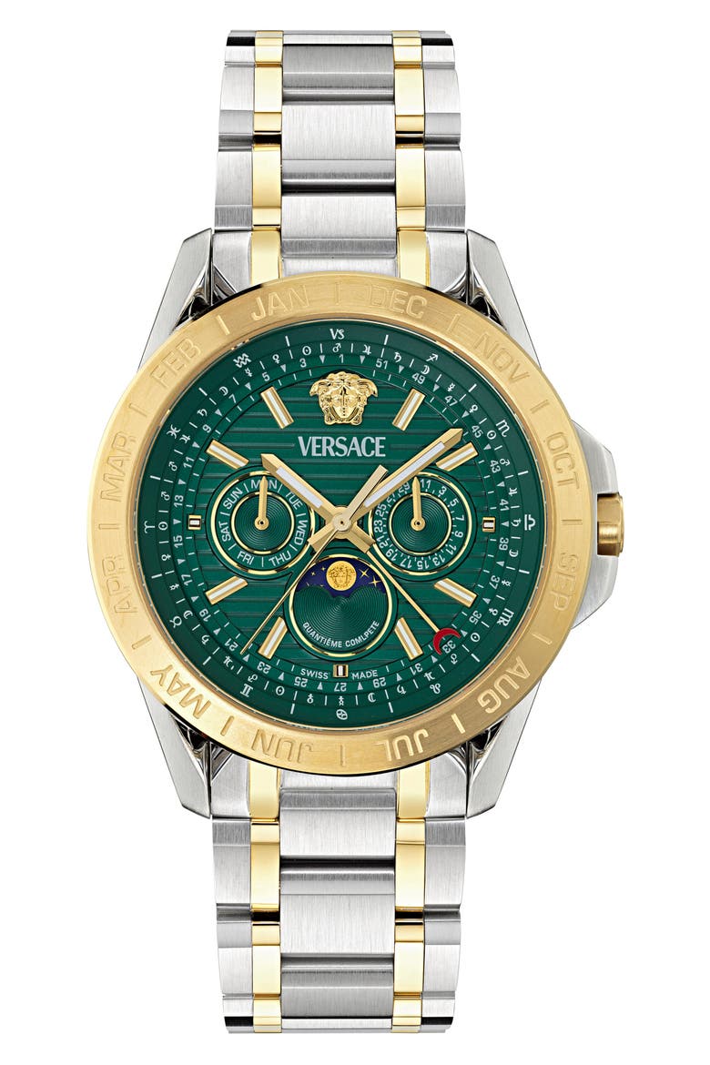 V-Galaxy Moonphase Two-Tone Bracelet Watch, 43mm, Main, color, TWO TONE