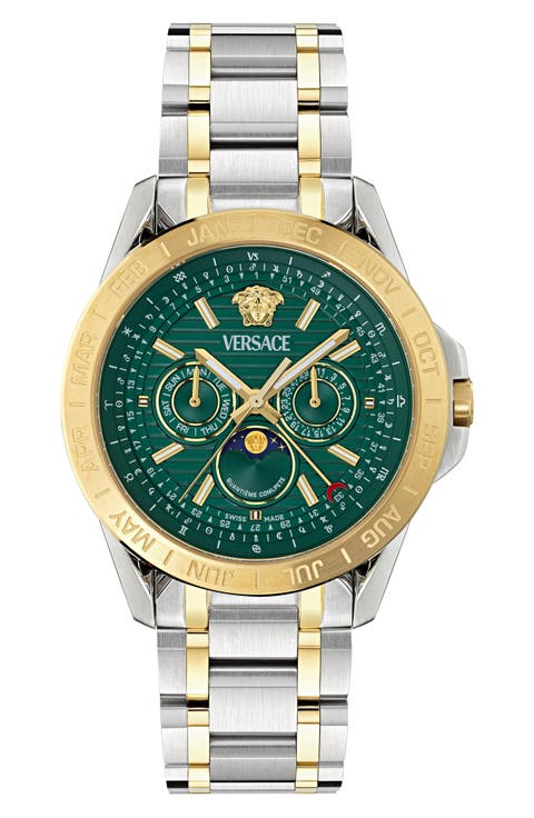 V-Galaxy Moonphase Two-Tone Bracelet Watch, 43mm