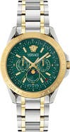 Versace V-Galaxy Moonphase Two-Tone Bracelet Watch, 43mm