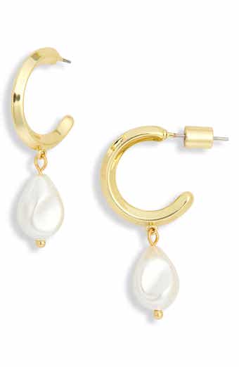 Electric Picks Jones Pearl Drop Huggie Hoop Earrings