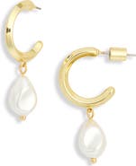 Electric Picks Jones Pearl Drop Huggie Hoop Earrings