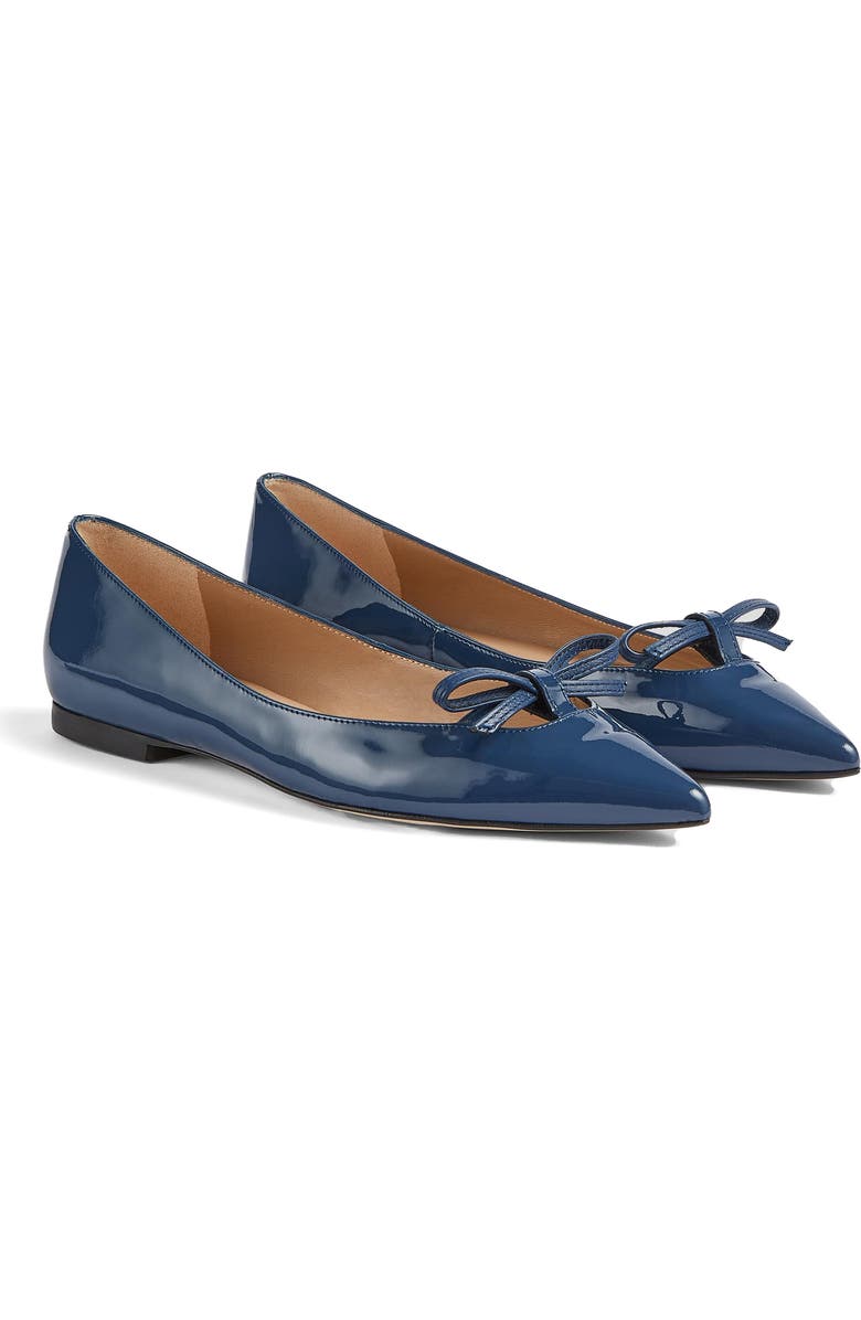 LK Bennett Lynne Mini Bow Pointed Toe Flat, Main, color, Smoke Blue