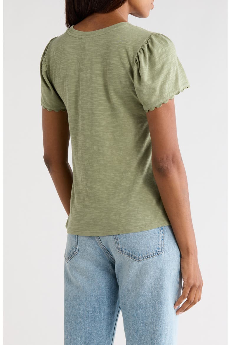 Scallop Trim T-Shirt, Alternate, color, OLIVE ACORN