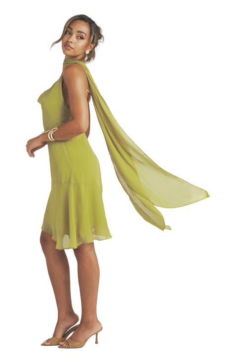 Ava Cowl Neck Chiffon Mini Dress