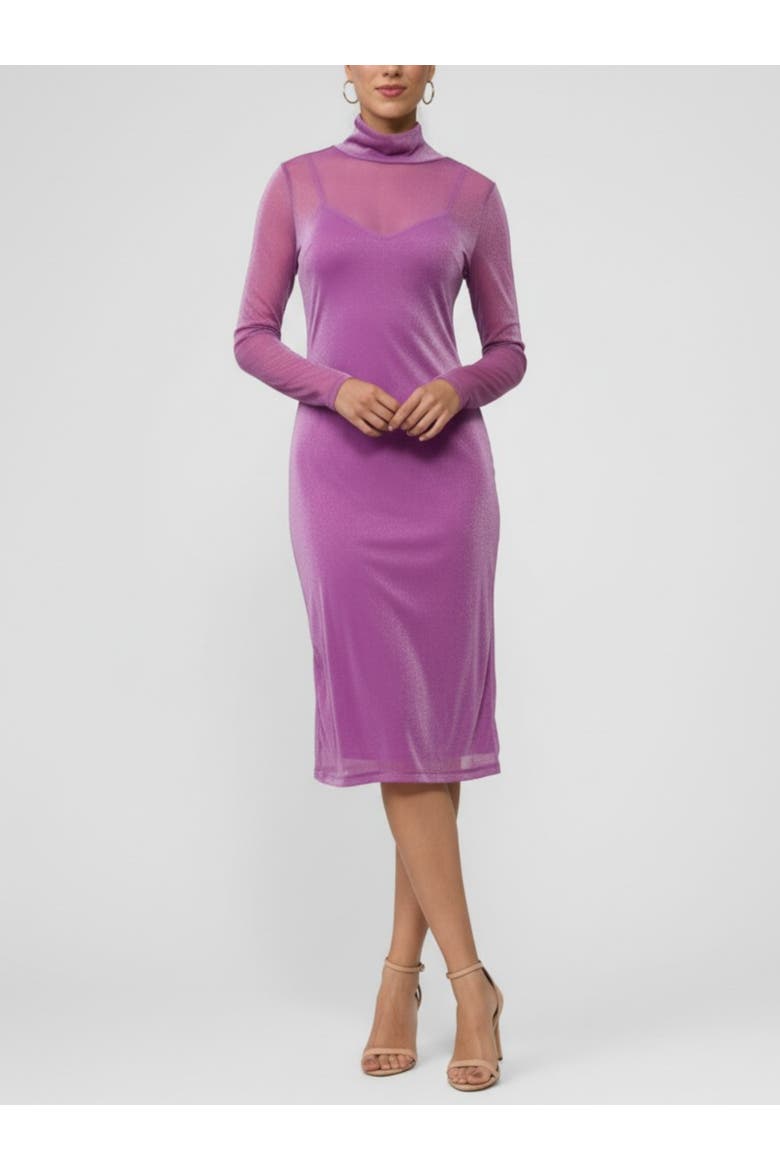 Lydia Mock Neck Mesh Dress, Main, color, Pink Quartz