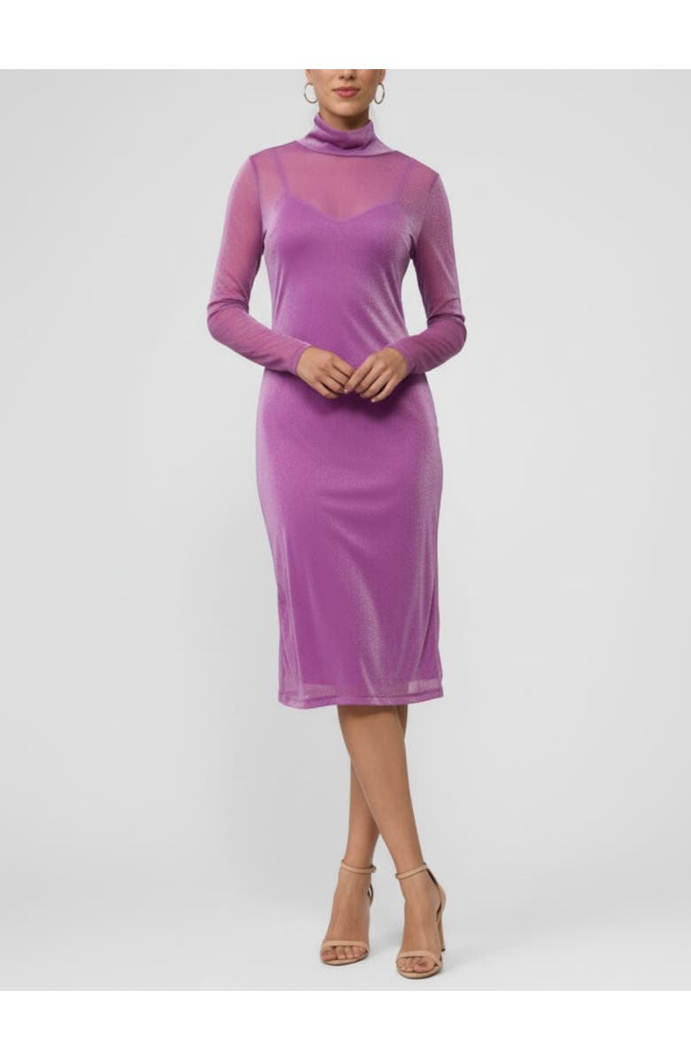 RACHEL Rachel Roy Lydia Mock Neck Mesh Dress, Main, color, Pink Quartz