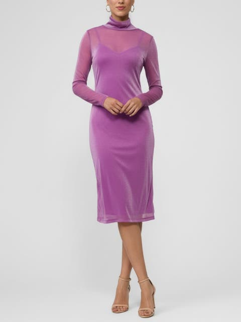 Lydia Mock Neck Mesh Dress