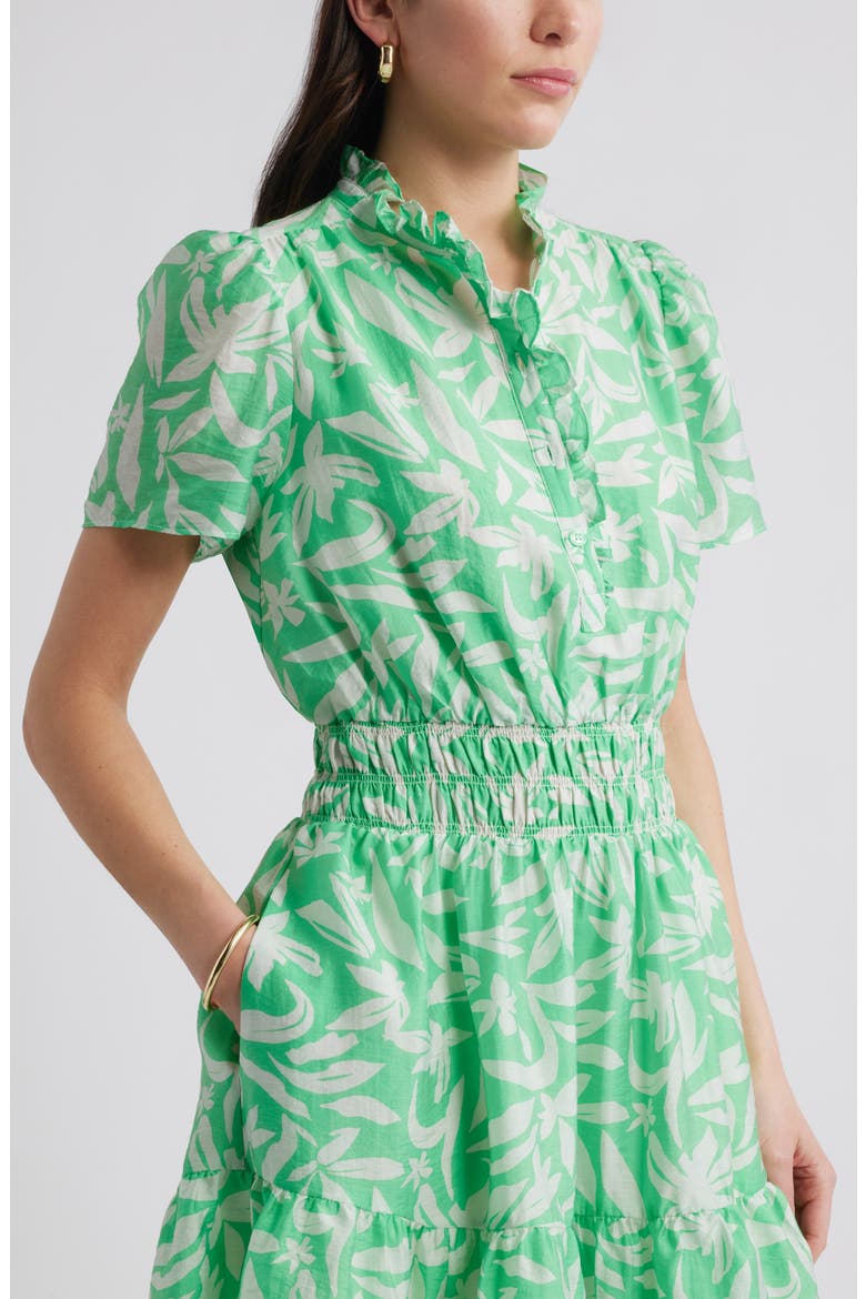 Ruffle Detail Dress, Alternate, color, GREEN- BLUE HATTIE FLORAL