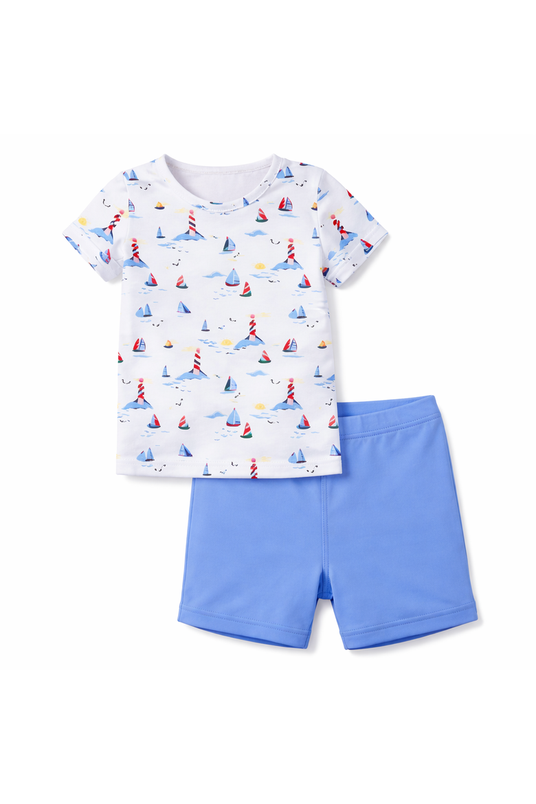 Baby Boy Sailboat Two-Piece Swimsuit Set, Main, color, Blue