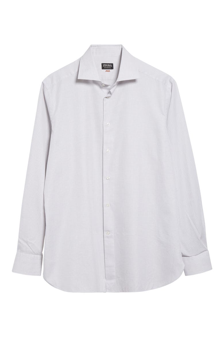 Centoventimila Subtle Minicheck Button-Up Shirt, Alternate, color, WHITE/BROWN/DARK GREEN