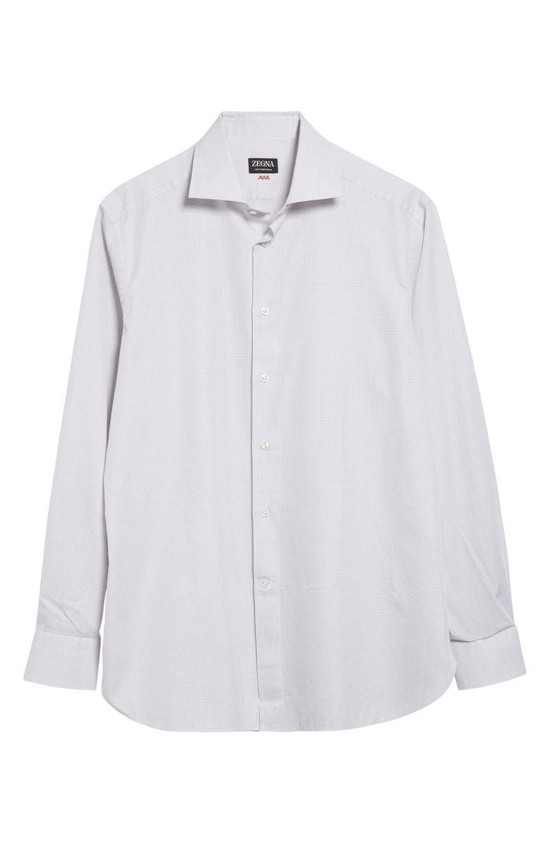 ZEGNA Centoventimila Subtle Minicheck Button-Up Shirt, Alternate, color, White/Brown/Dark Green