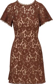 Adrianna Papell Flutter Sleeve Lace Dress