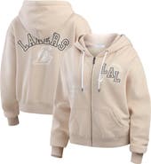 WEAR by Erin Andrews Women's WEAR by Erin Andrews Cream Los Angeles Lakers Plus Size Tonal Felt Patch Full-Zip Hoodie