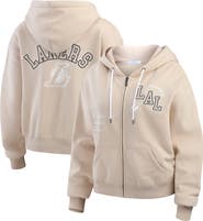 WEAR by Erin Andrews Women's WEAR by Erin Andrews Cream Los Angeles Lakers Plus Size Tonal Felt Patch Full-Zip Hoodie