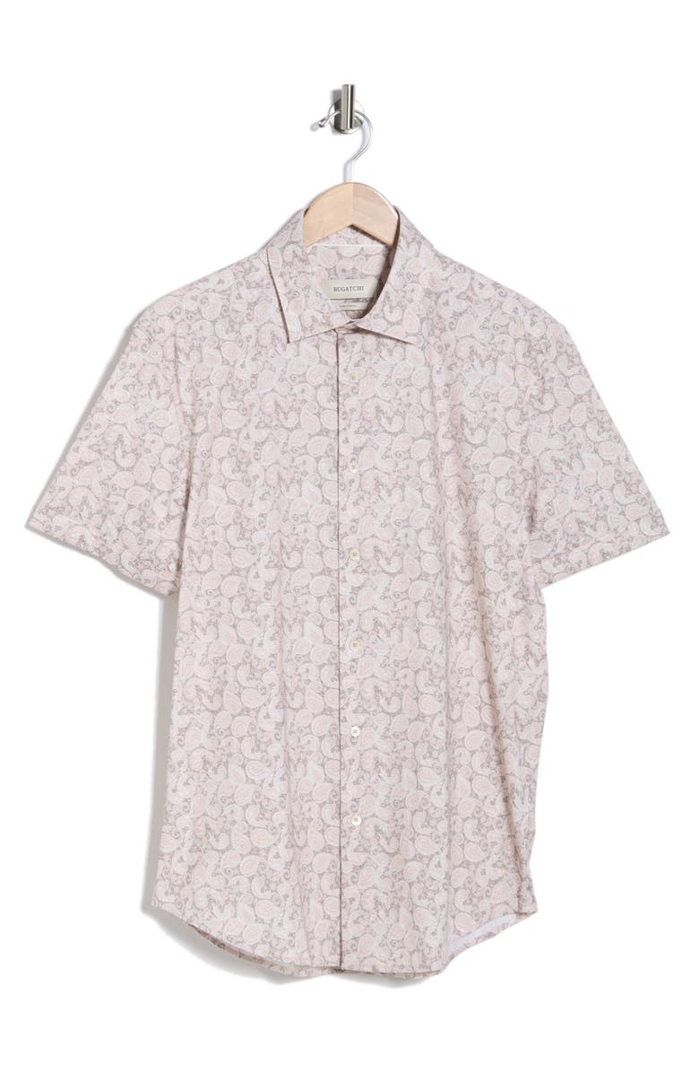 Bugatchi Short Sleeve Button Up Shirt, Main, color, Papaya