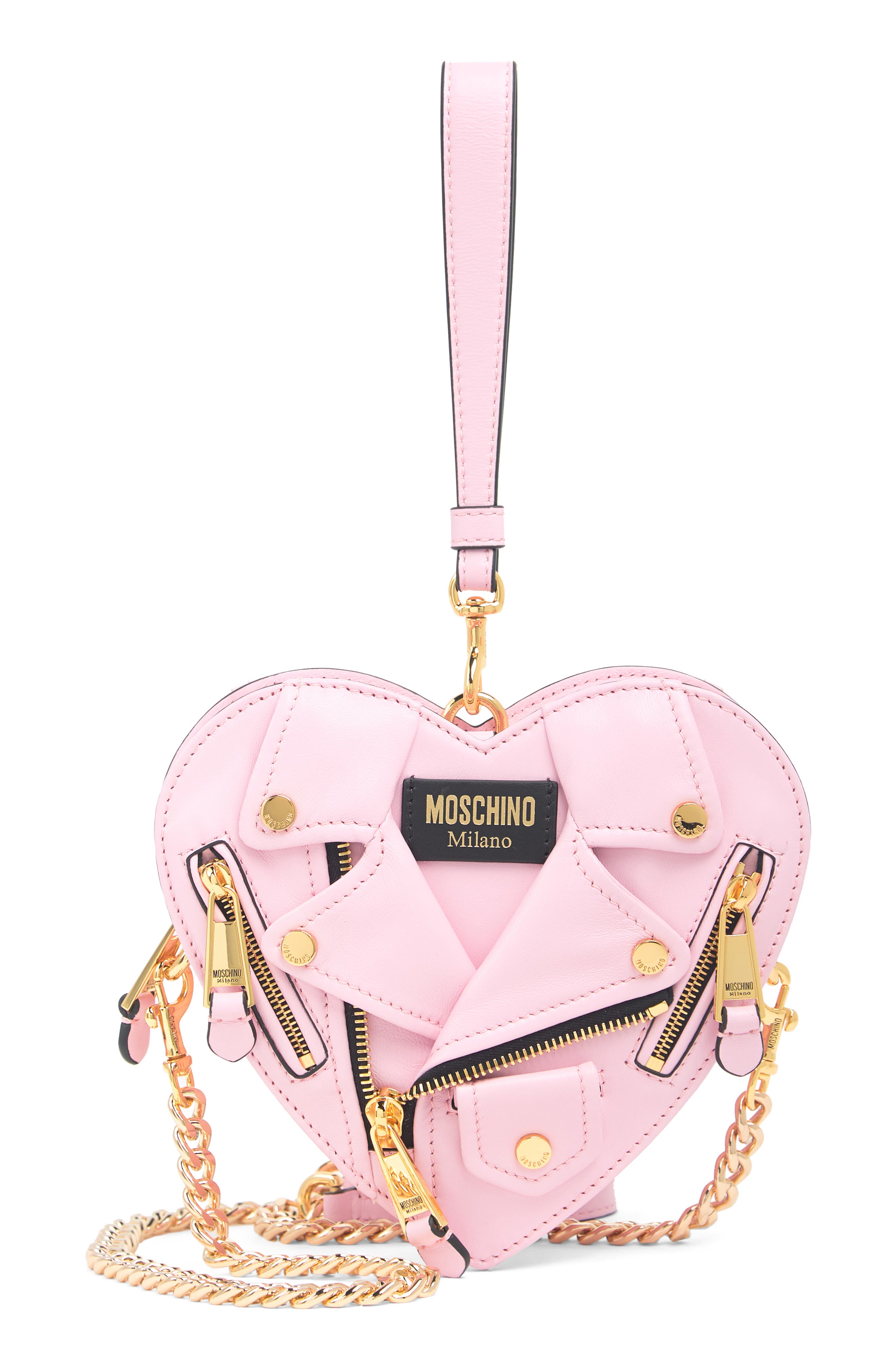 Moschino Chain-strapped Zipper Heart Handbag, Main, color, 