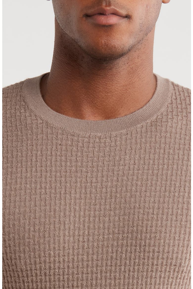 Short Sleeve Textured Wool Crewneck Sweater, Alternate, color, TAN
