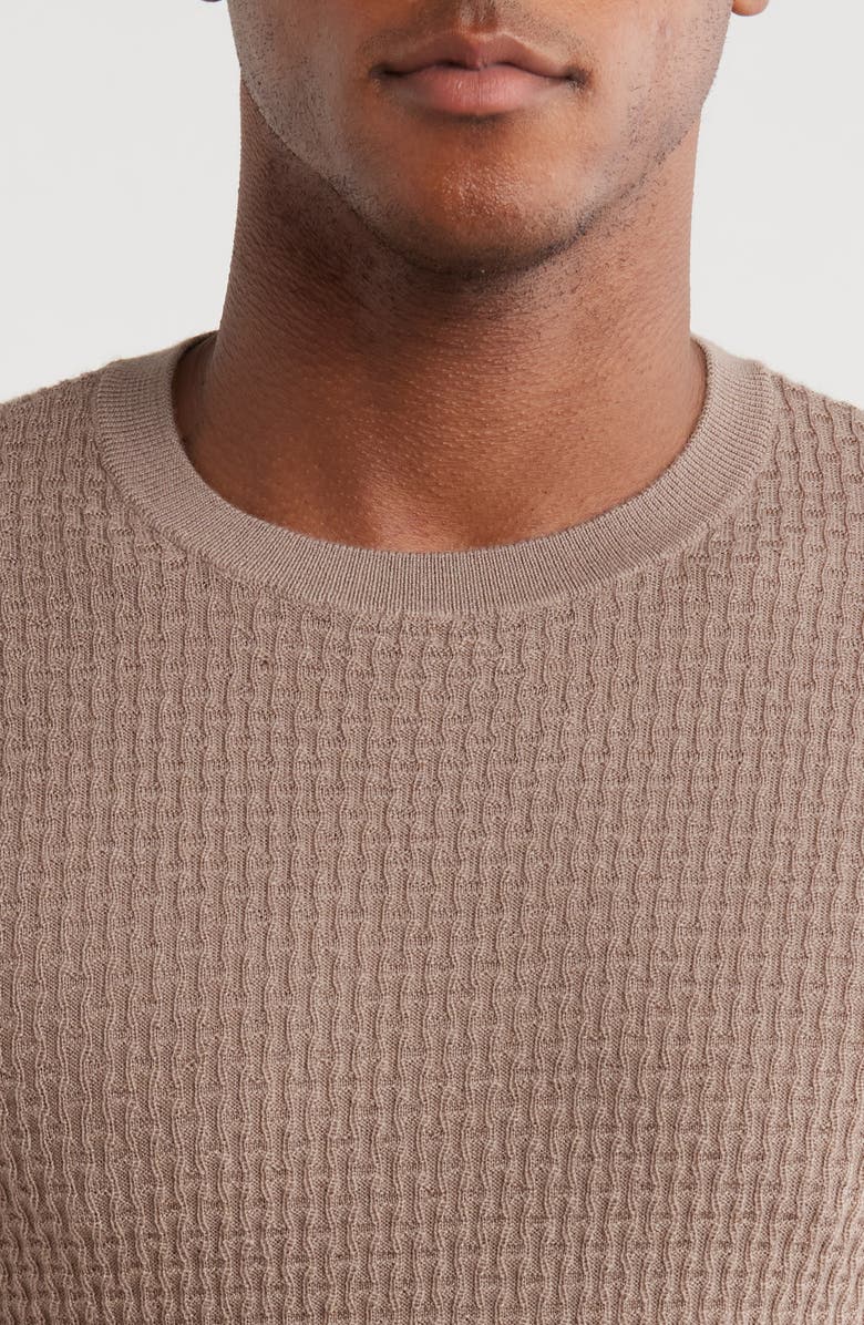 Emporio Armani Short Sleeve Textured Wool Crewneck Sweater, Alternate, color, Tan