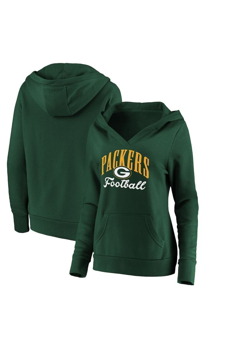 FANATICS Women's Fanatics Branded Green Green Bay Packers Team Victory Script Crossover Pullover Hoodie, Main, color, 