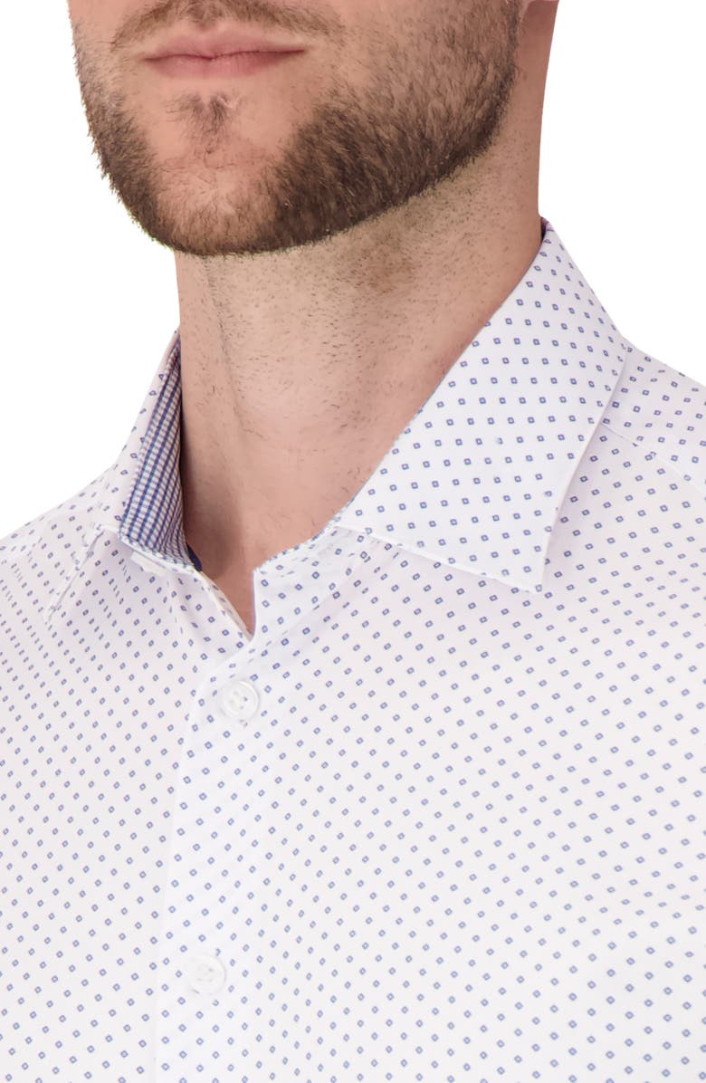 Report Collection Diamond Print Slim Fit Stretch Dress Shirt, Alternate, color, 41 Navy