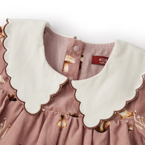 Milkbarn Organic Corduroy Long Sleeve Collared Dress In Brown
