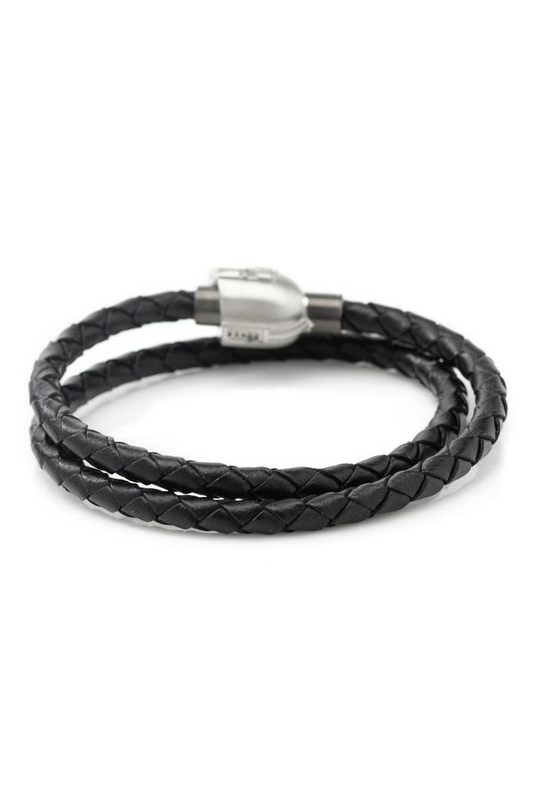 Mandalorian Braided Leather Wrap Bracelet, Alternate, color, SILVER