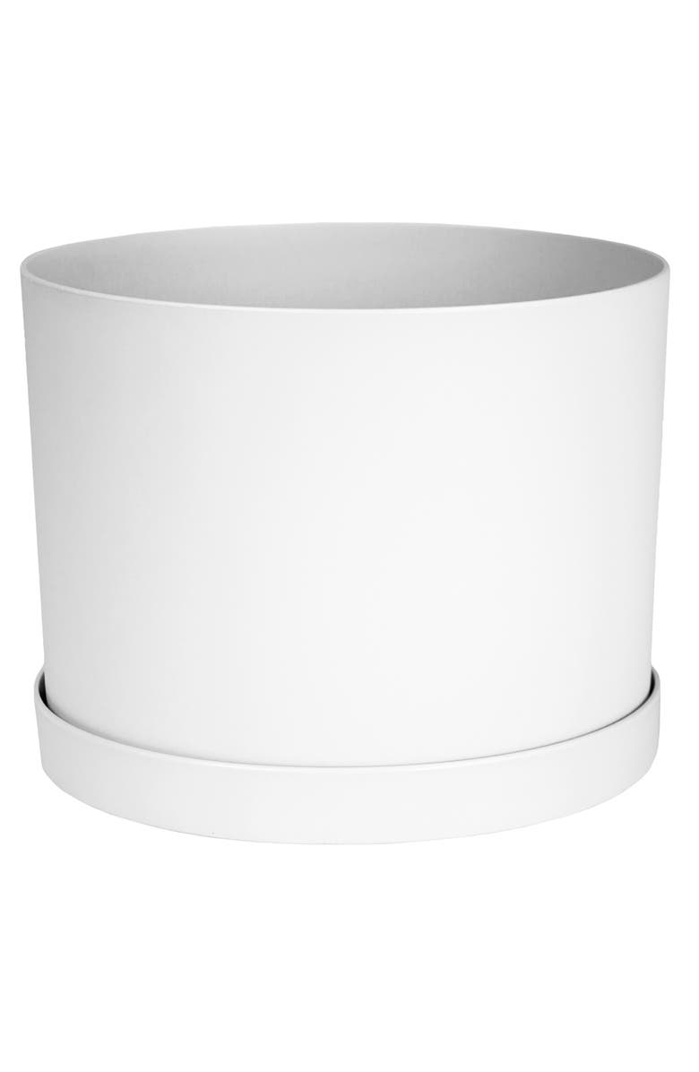 Bloem Mathers 5W x 7H Inch Round Gardening Planter with Saucer Tray, White, Main, color, White