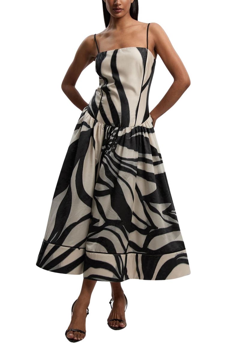Floral Jacquard Maxi Prom Dress, Alternate, color, Mono