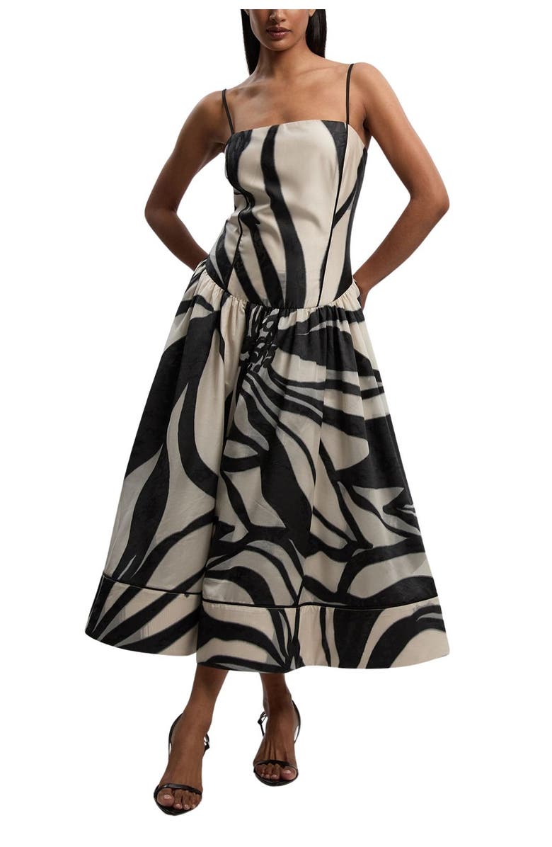 Karen Millen Floral Jacquard Maxi Prom Dress, Alternate, color, Mono