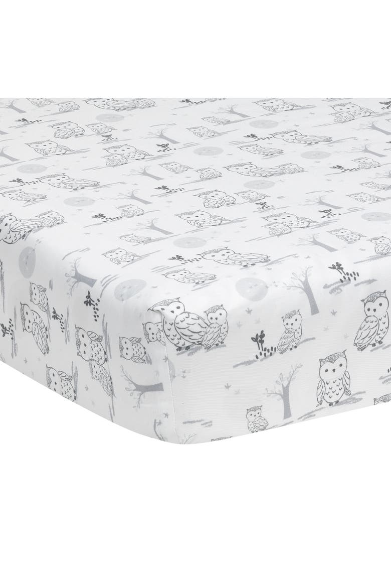 Luna Celestial Owl 4-Piece Nursery Baby Crib Bedding Set, Alternate, color, Gray